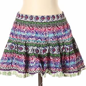 MILLAU Aztec Boho Vibrant Print Festival Mini Pleated Skirt